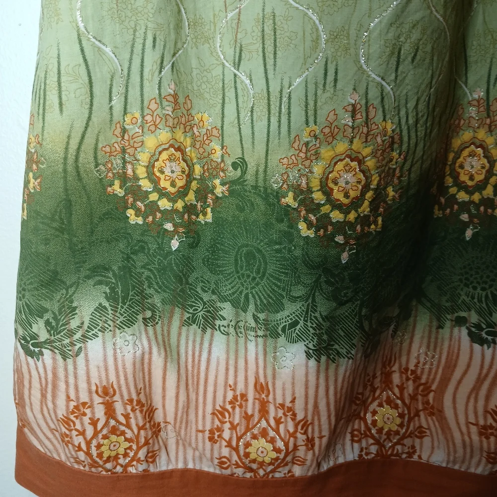 Aryeh Multicolor Boho Print Dress | Square Neck, Puff Sleeve | Size S - Picture 14 of 15